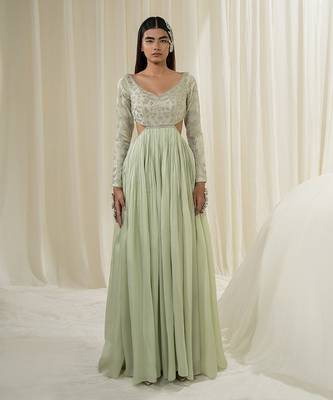 Light mint anarkali with dupatta 1