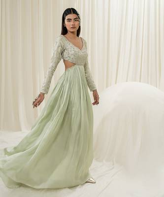 Light mint anarkali with dupatta 2