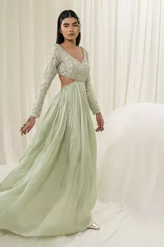 Light mint anarkali with dupatta