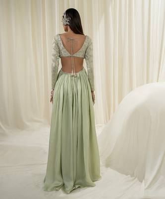 Light mint anarkali with dupatta 3