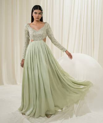 Light mint anarkali with dupatta 4