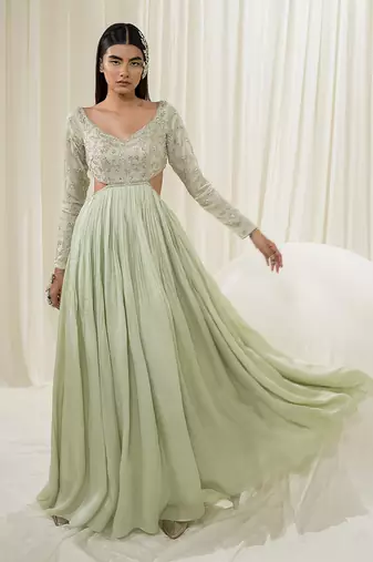 Light mint anarkali with dupatta