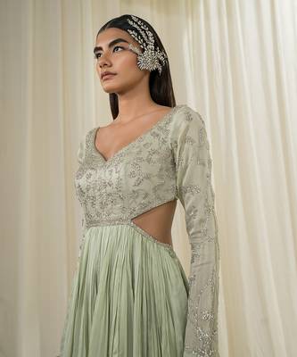Light mint anarkali with dupatta 5