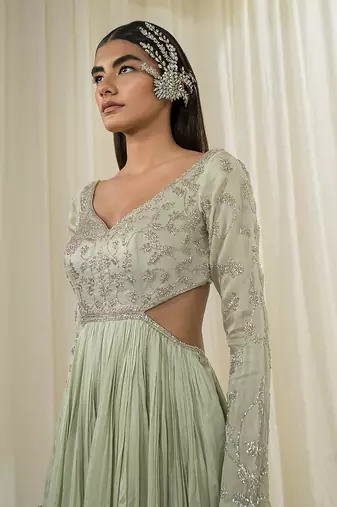 Light mint anarkali with dupatta