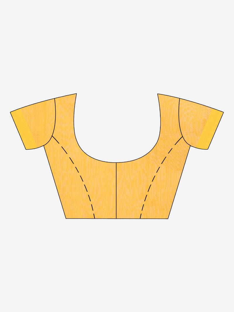 Red cotton blend all body laptop motive with pallu yellow jamdani saree