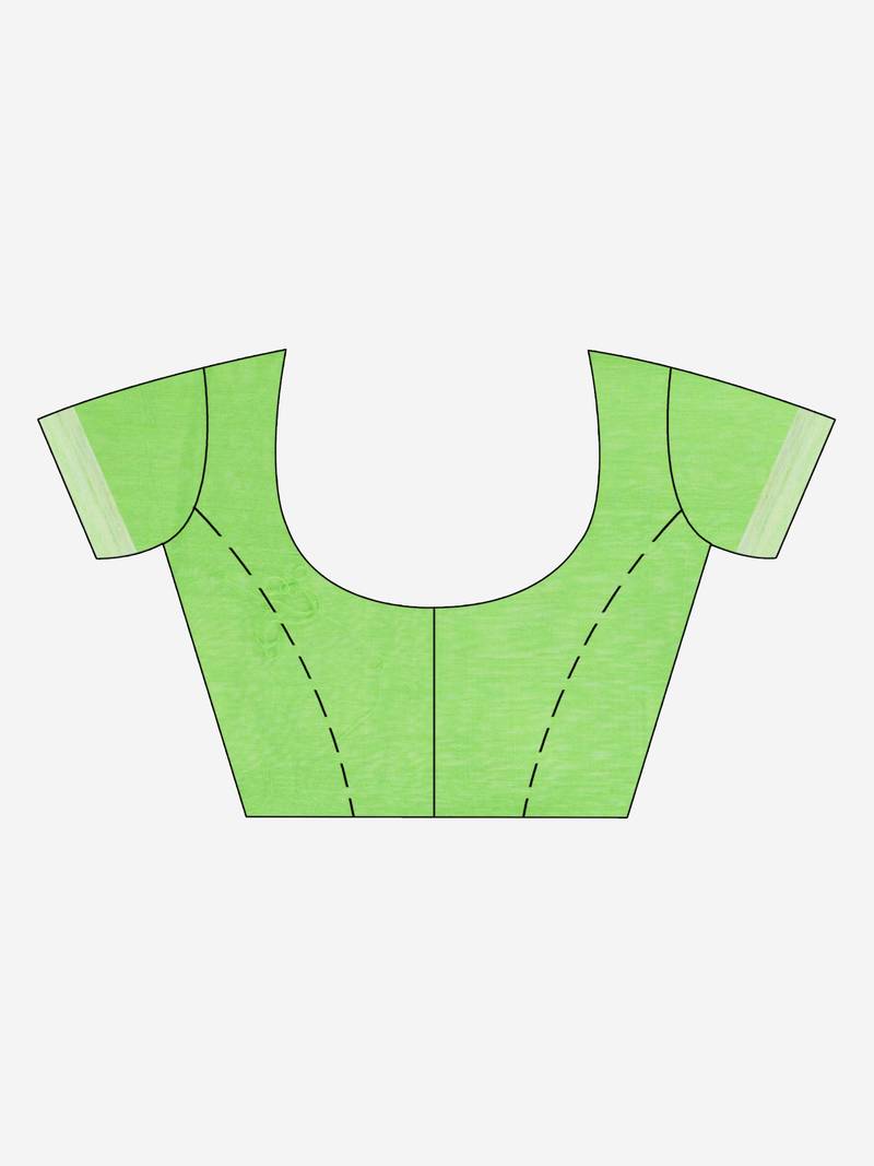 Lime green cotton blend handloom saree