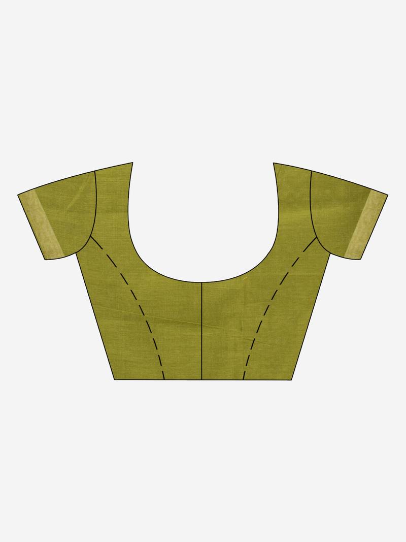 Pista green cotton blend handloom saree