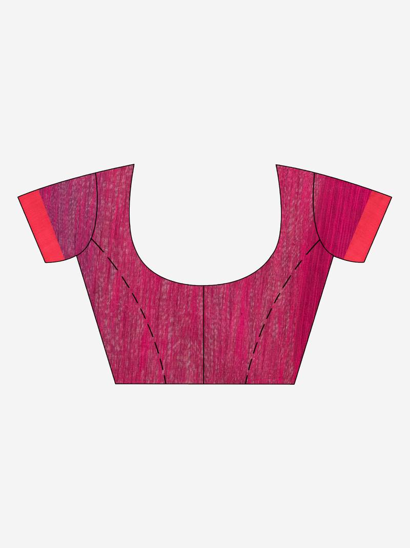 Royal blue cotton blend all body buti with rani pallu flower tree motive jamdani saree