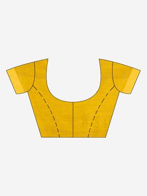 Yellow cotton blend with pallu ghicha handloom saree 5