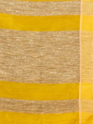 Yellow cotton blend with pallu ghicha handloom saree 6