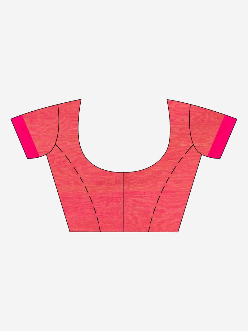 Yellow cotton blend all body boll motive with rani pallu jamdani saree