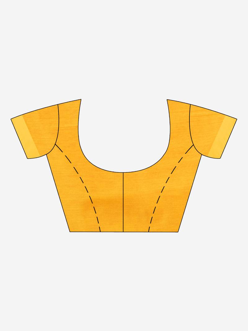 Red cotton blend all body arrow motive with Yellow pallu jamdani saree