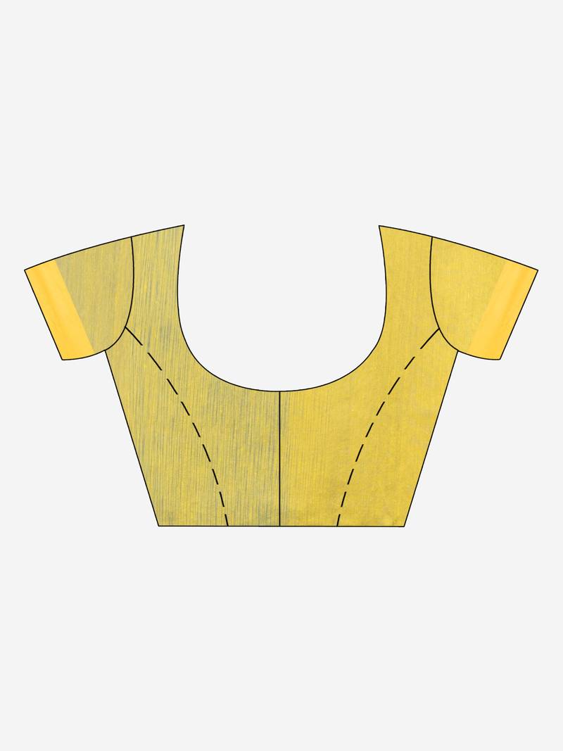 Auqa blue cotton blend all body noddle motive with yellow pallu jamdani saree