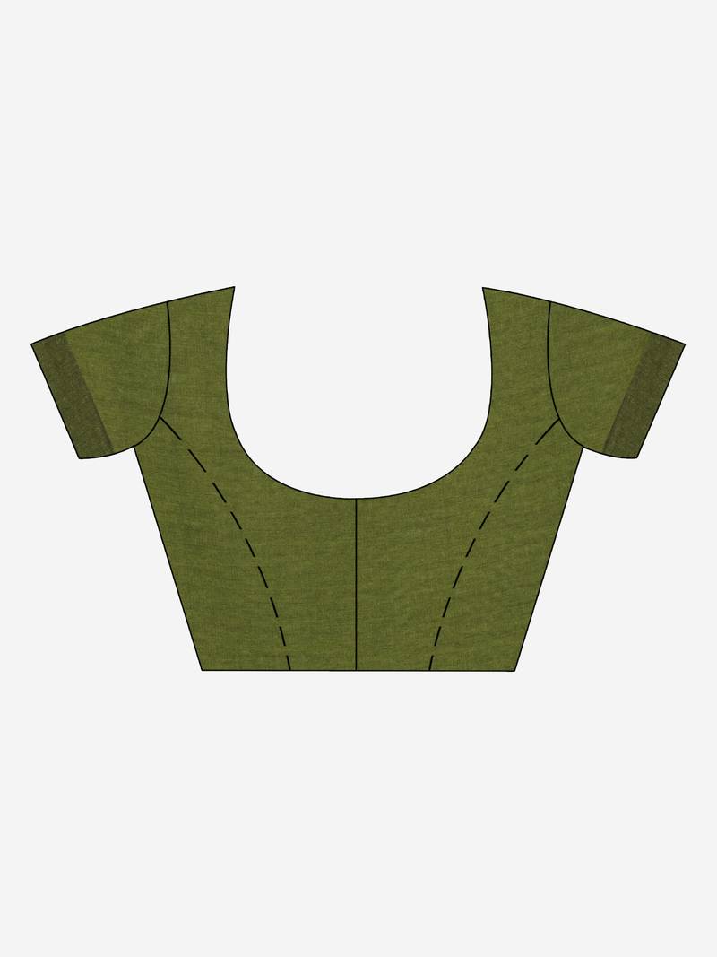 Pickle green cotton molmol handloom saree