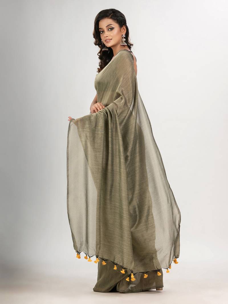 sage green cotton molmol handloom saree