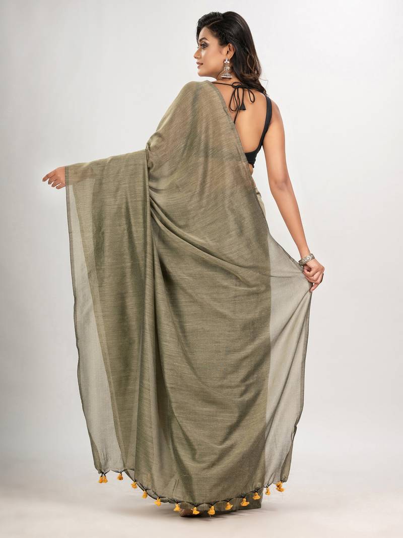 sage green cotton molmol handloom saree