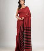 Red cotton molmol handloom saree