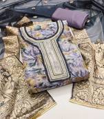 Women's multi handwork,digital print with banarasi woven dupatta organza dress material