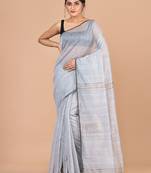 Grey sequins silk handloom sarees with blouse