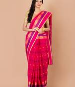Hot Pink & Multi Cotton Tant Traditional Sarees Without Blouse