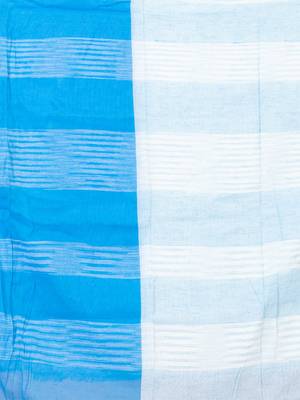 White & Sky blue cotton bengal handloom sarees with blouse 4
