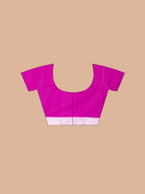 Purple & White cotton bengal handloom sarees with blouse 5