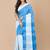 Sky blue & White cotton bengal handloom sarees with blouse