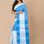 Sky blue & White cotton bengal handloom sarees with blouse