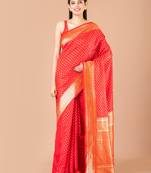 Red & Gold banarasi silk saree with blouse