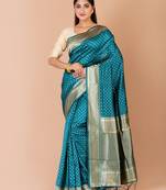 Green & Gold banarasi silk saree with blouse