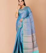Turquoise Blue & Sea Green banarasi silk saree with blouse