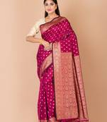 Magenta & Gold banarasi silk saree with blouse