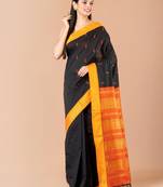 Black & Orange silk gadwal sarees with blouse