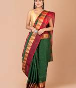 Green & Multi Cotton Tant Traditional Sarees Without Blouse