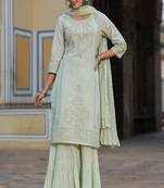 Juniper Women Pistagreen Poly Cambric  Printed Straight Kurta Sets