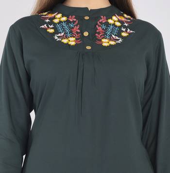 casual 3/4 sleeve embroidered women green top 5