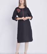 women embroidered straight kurta (black)