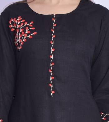 women embroidered straight kurta (black) 4