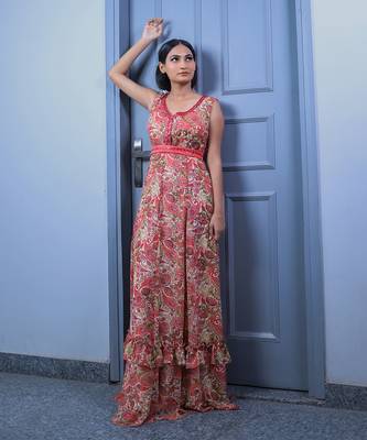 Pink printed gown 2