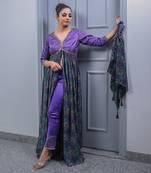 Purple printed kurta set