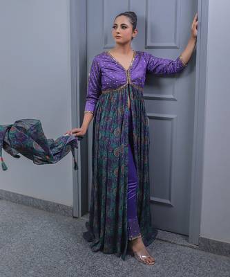 Purple printed kurta set 2