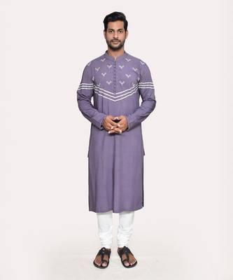 Purple cotton modal gota cutdan kurta set 1