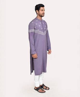 Purple cotton modal gota cutdan kurta set 3