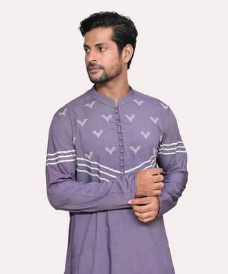 Purple cotton modal gota cutdan kurta set 4