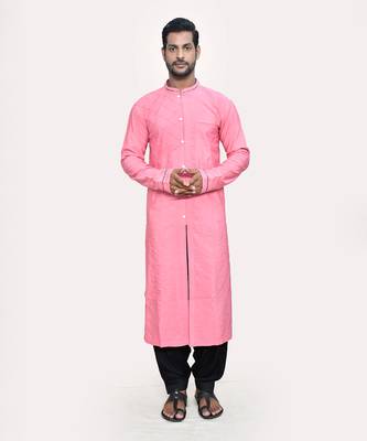 Rose pink cross pintucks antique cutdana kurta set 1