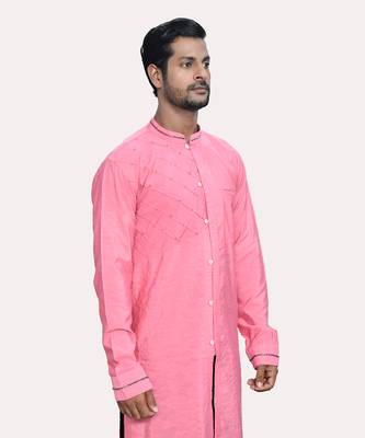 Rose pink cross pintucks antique cutdana kurta set 2