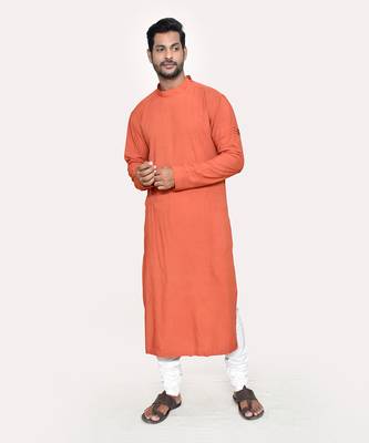 Brick red pleated kurta set 1