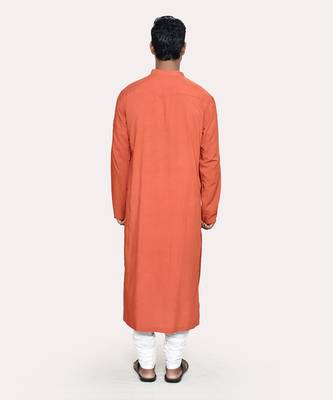 Brick red pleated kurta set 3
