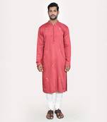 Brick red badla work beads modal satin kurta set