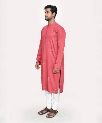 Brick red badla work beads modal satin kurta set 2